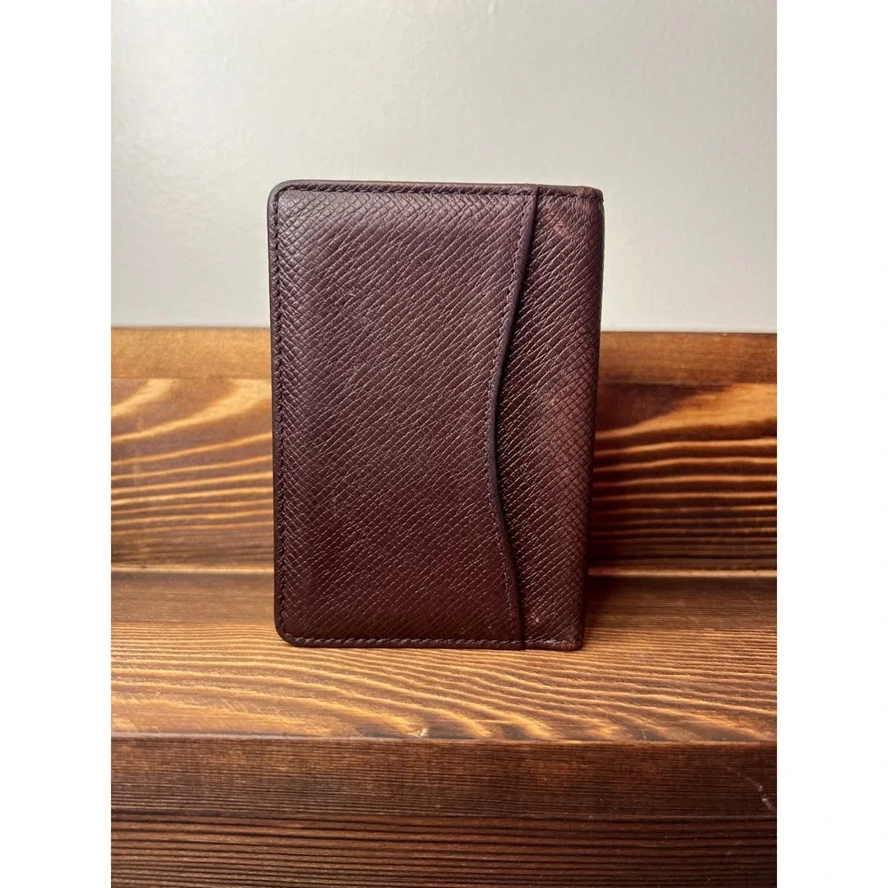 Louis Vuitton Pocket Organizer Taiga Leather Burgundy Card Holder MI0988 France
